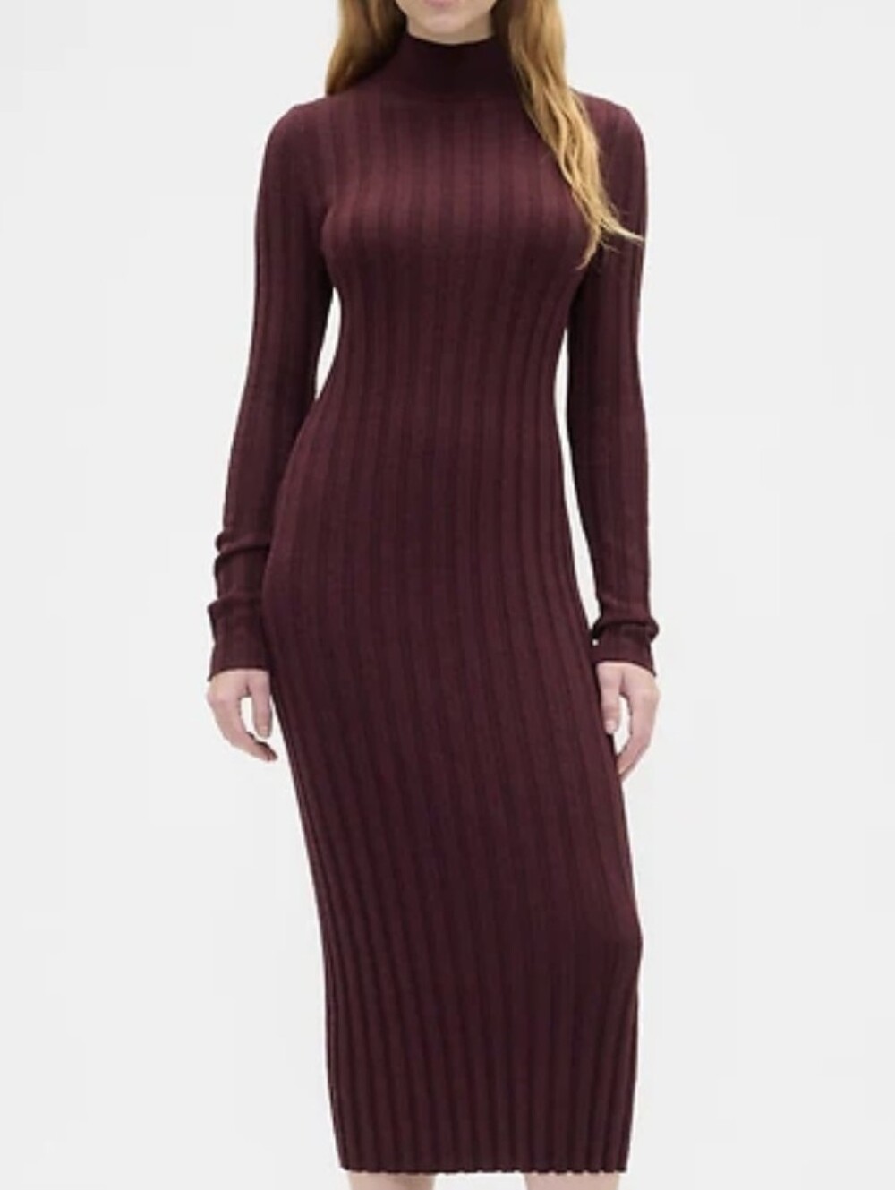 NWT - GAP CashSoft Ribbed Knit Mock Neck Long Sleeve Midi Sweater Dress - Size L
